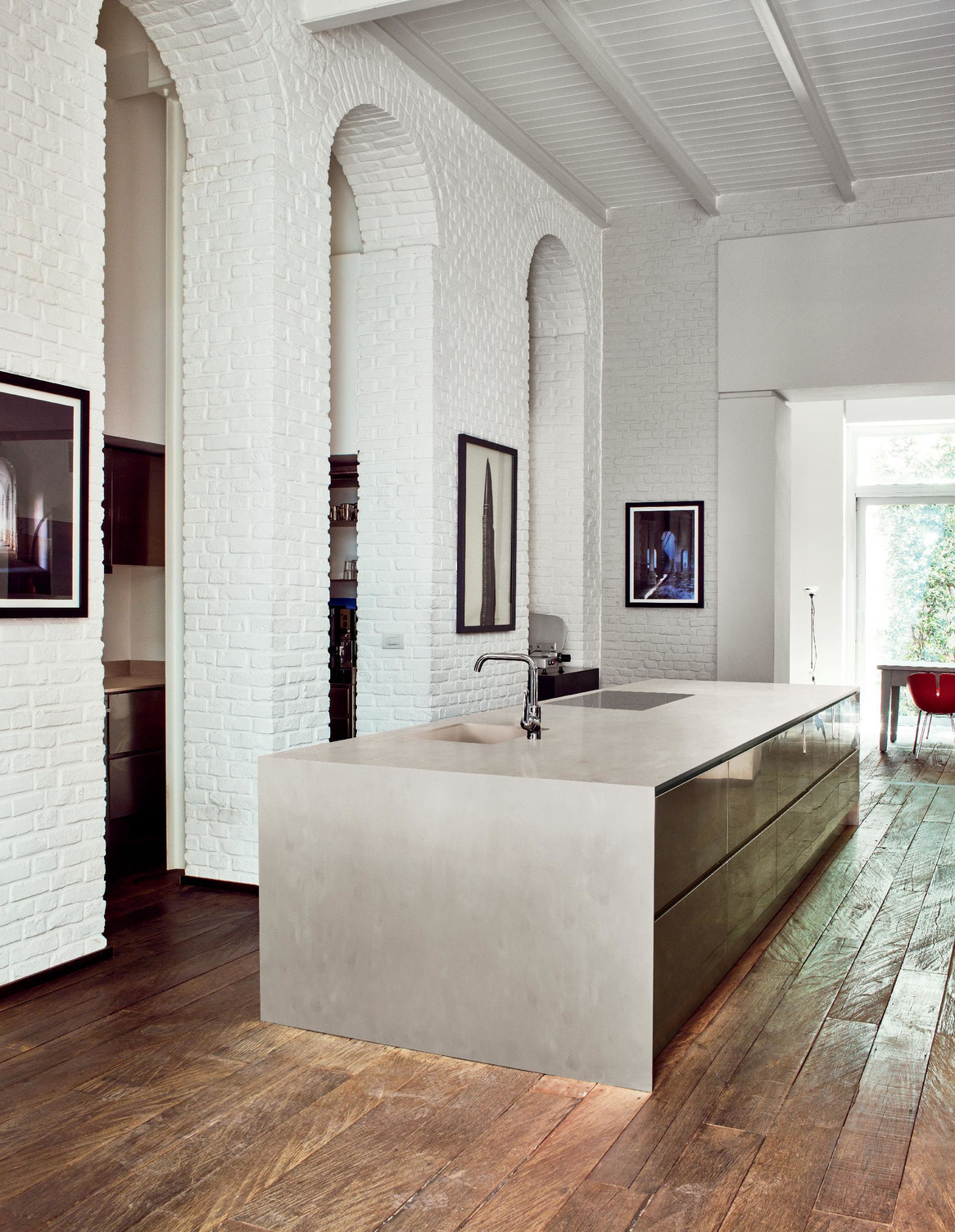 Corian Natural Concrete Worktop on Kitchen Island