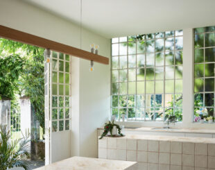 Corian Dune Prima Sand Inspired Worktop on Kitchen Table