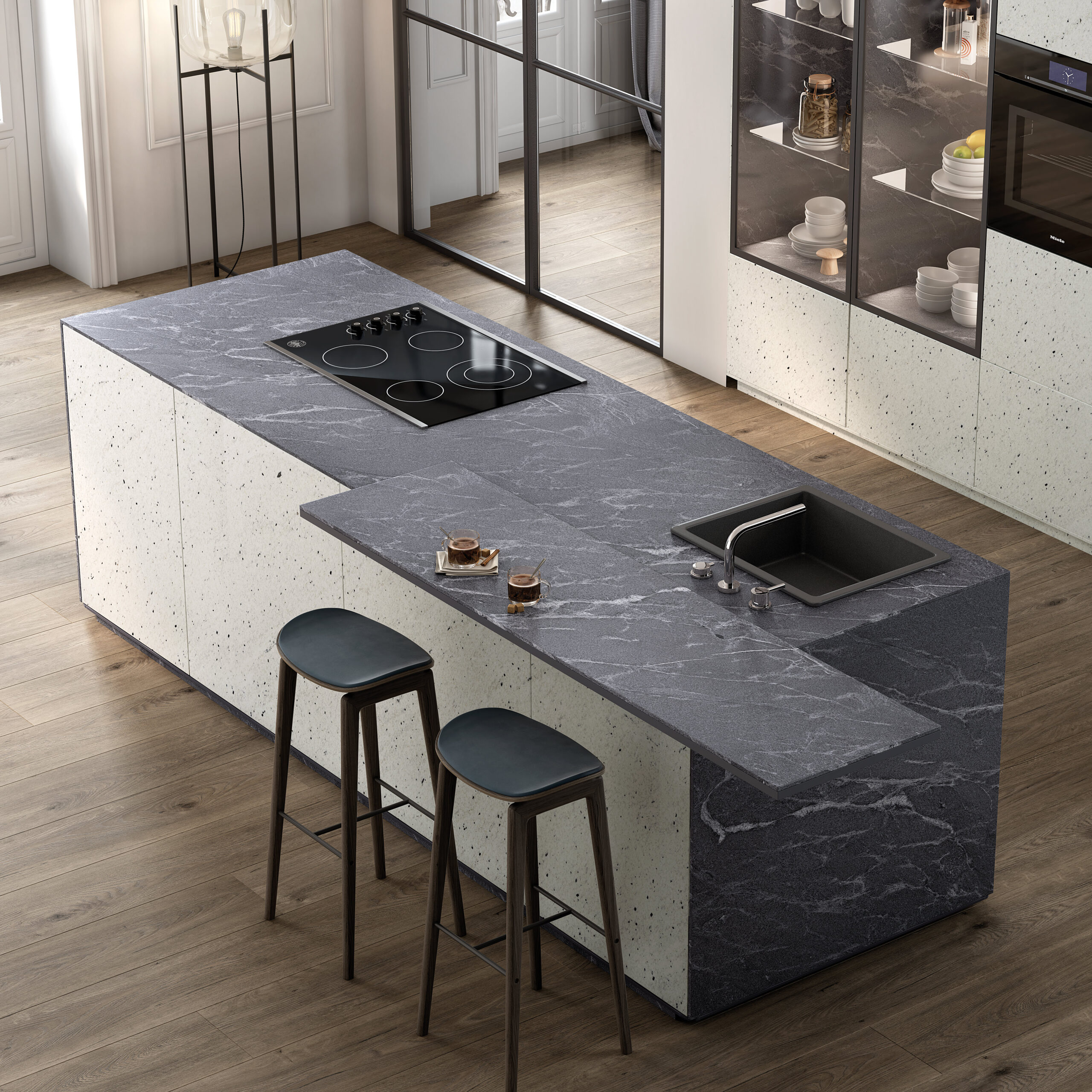 Silver Gray Worktop & White Worktop Siberia