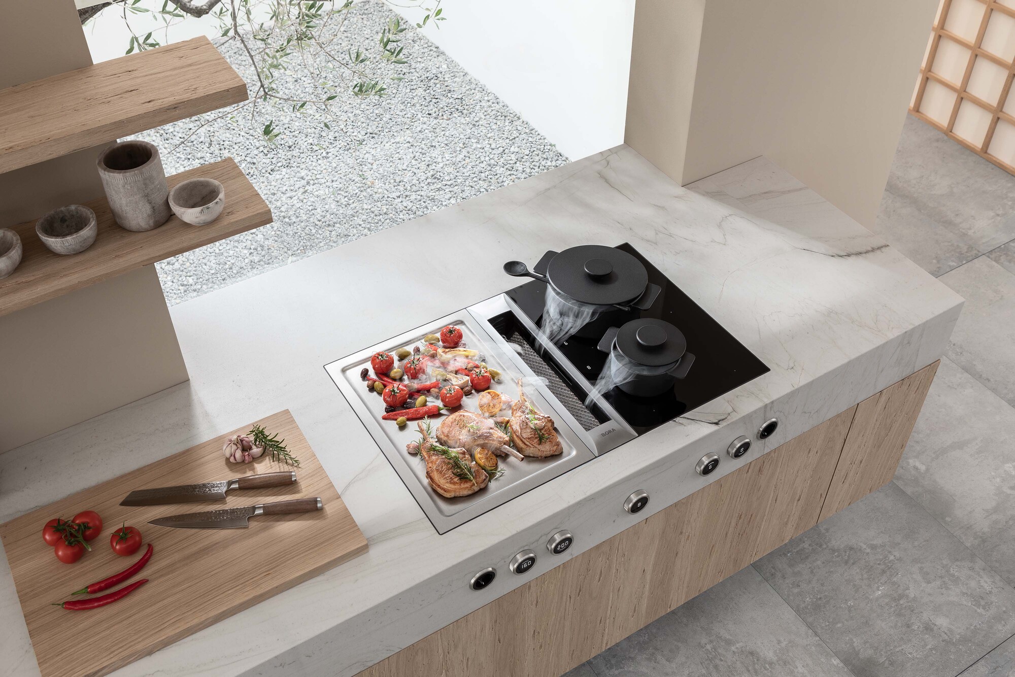 Modular Hob with Integrated Extractor - Gas and Induction Combination