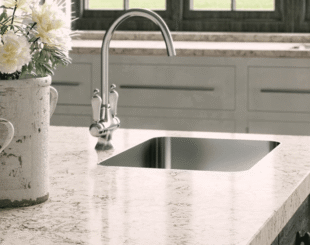 Rose Gold Tone Quartz Marble Like Worktop