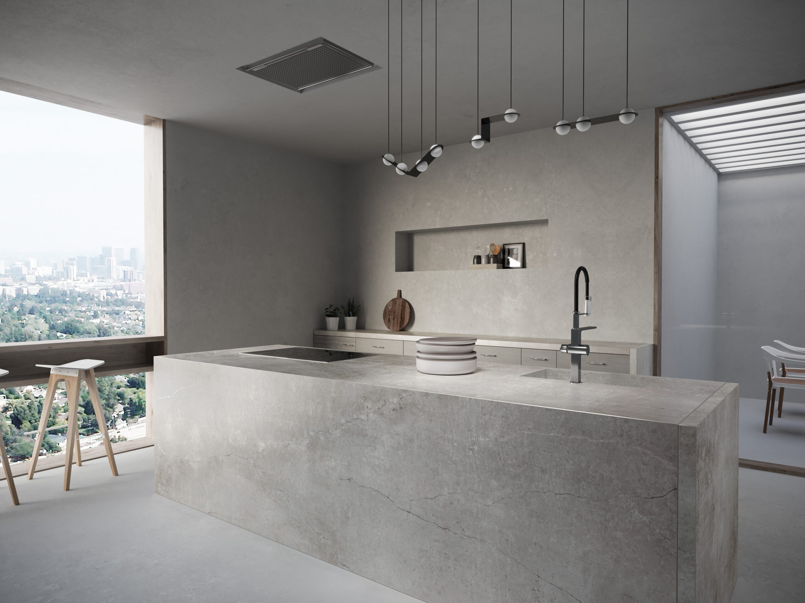 Grey Kitchen worktop on kitchen island