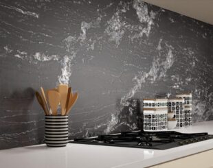 Black Kitchen Worktop With White Veins from Close