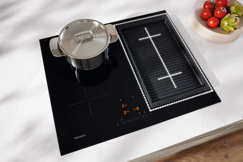 Miele Induction Hob with Flexible Cooking Area and Pan on Top