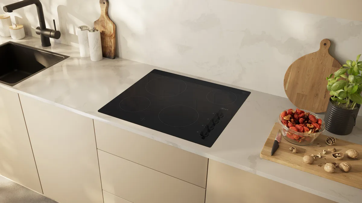 Kitchen with Black Ceramic Hob